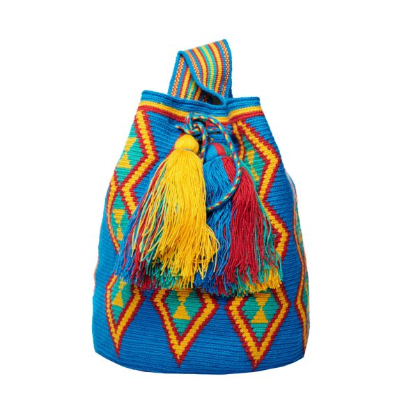 Mochila estándar amarillo rojo azul reloj de arena